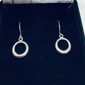 1/2 inch circle silver .925 drop earrings
